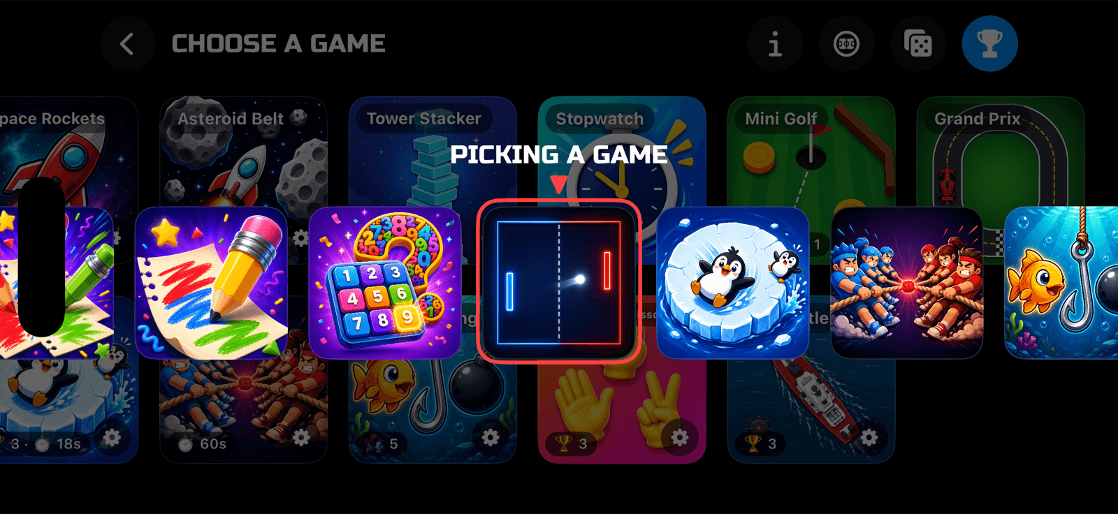 Outplay Choose a Game carousel mid-spin